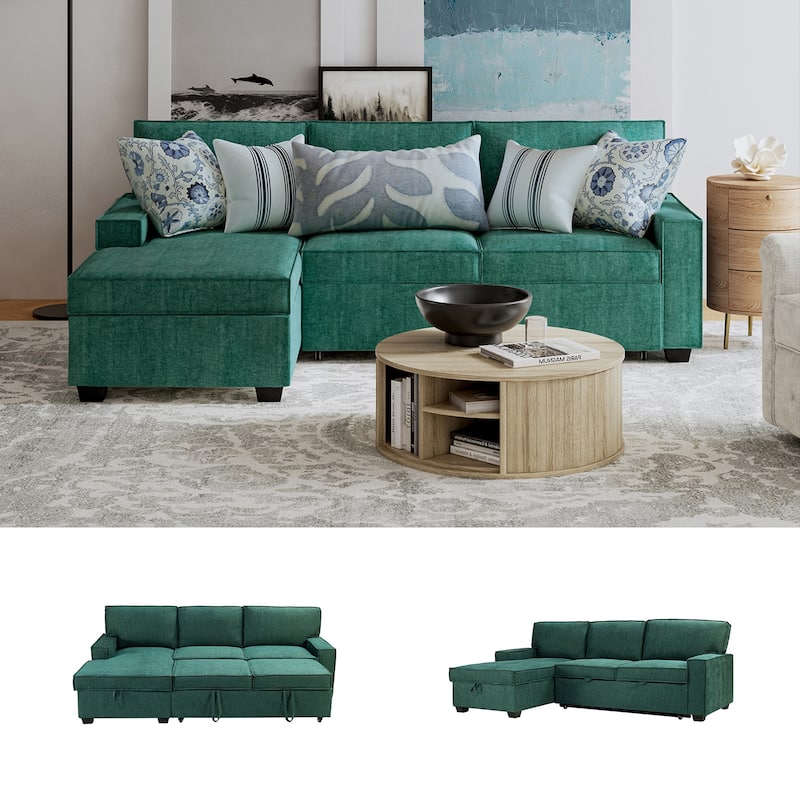 Badari Modern Pull Out Sleeper Sofa&Chaise with Storage by HULALA HOME