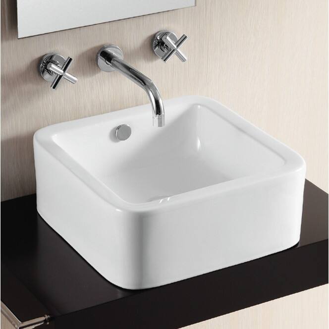 Nameeks Caracalla 16-1/2" Ceramic Vessel Bathroom Sink with Overflow - White