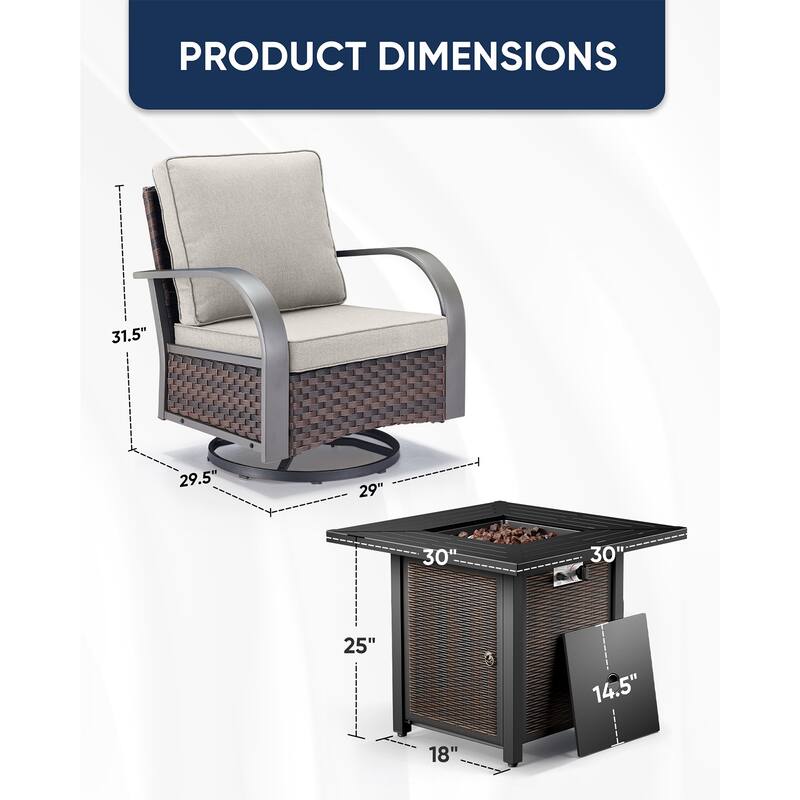 Propane Fire Pit with Outdoor Patio Funiture Set