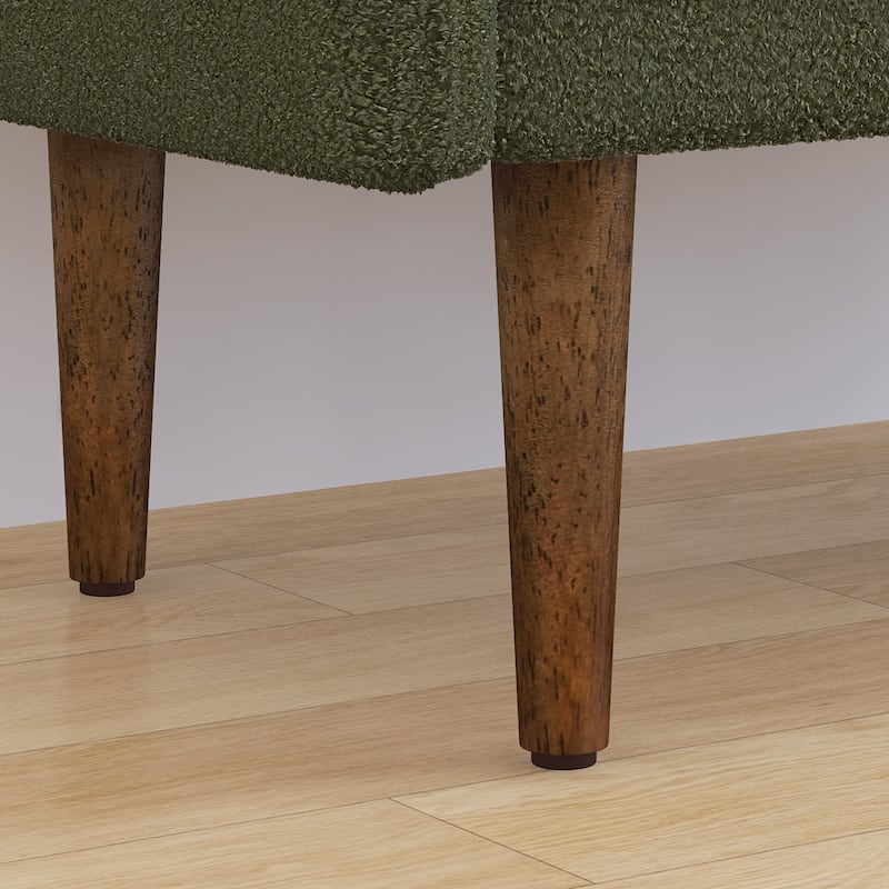 Green Modern 16.75" Upholstered Stool with Storage and Rubber Wood Legs for Living Room