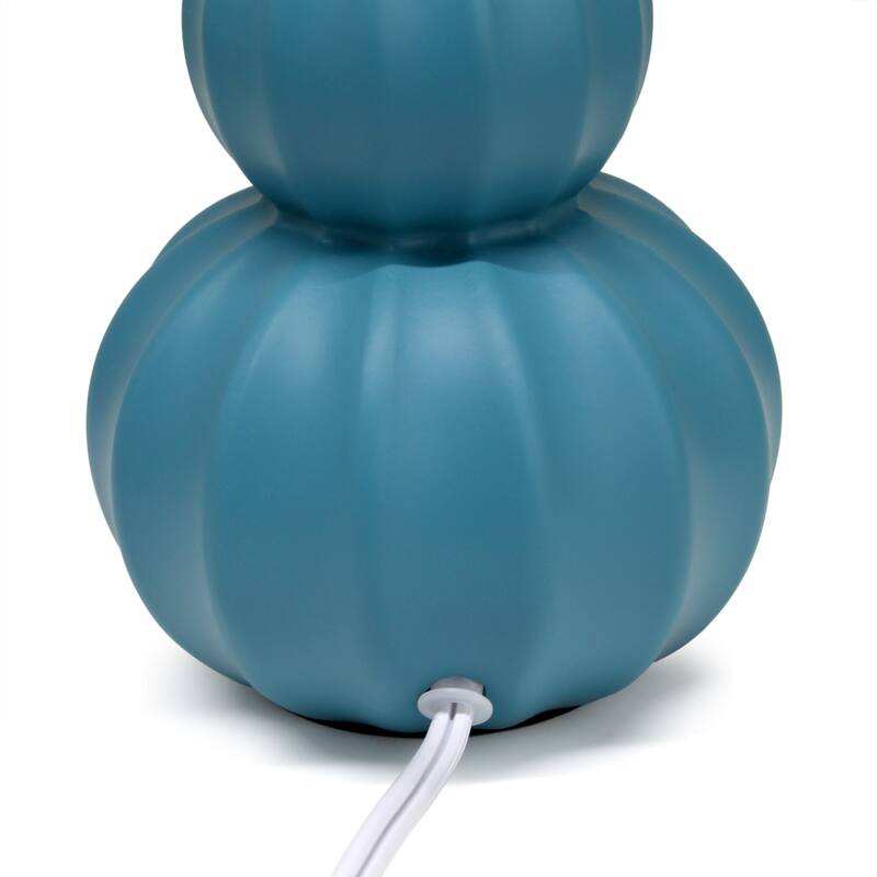 Stacked Double Gourd Ceramic Table Lamp with Tapered Shade - 12.5" - Teal Blue