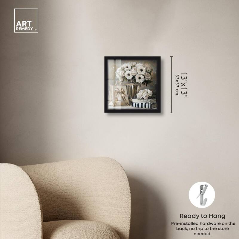 Elegant Flowers Books Neutral Shadowbox by Art Remedy