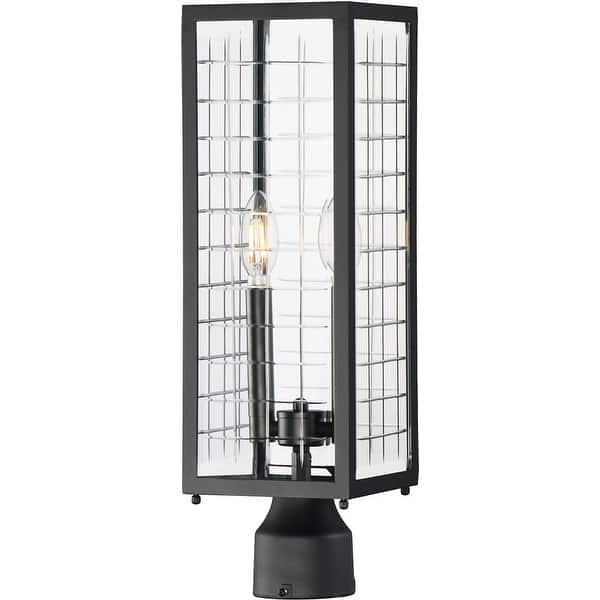 slide 2 of 4, Maxim 30699CL Magnus 2 Light 20" Tall Post Lantern Black