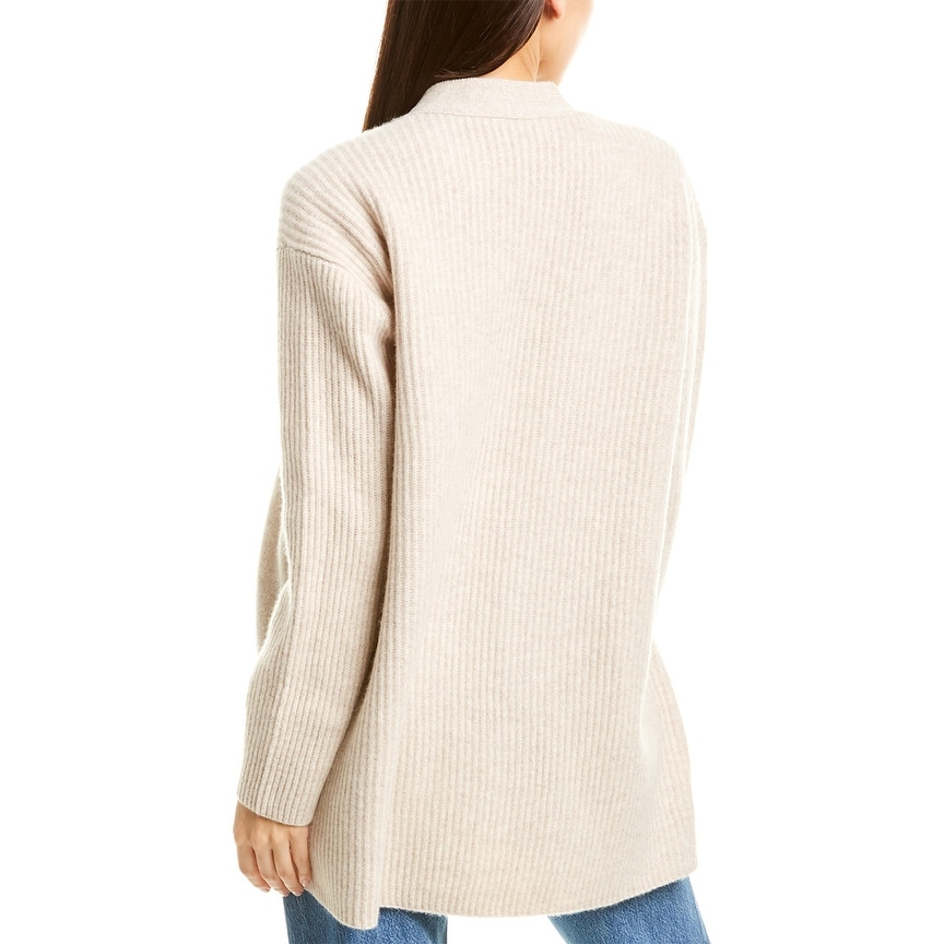 vince wool cashmere ribbed back cardigan