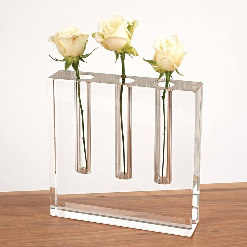 Curata Handcrafted Lead-Free Crystal Three Bud Vase - 1.5" x 7"