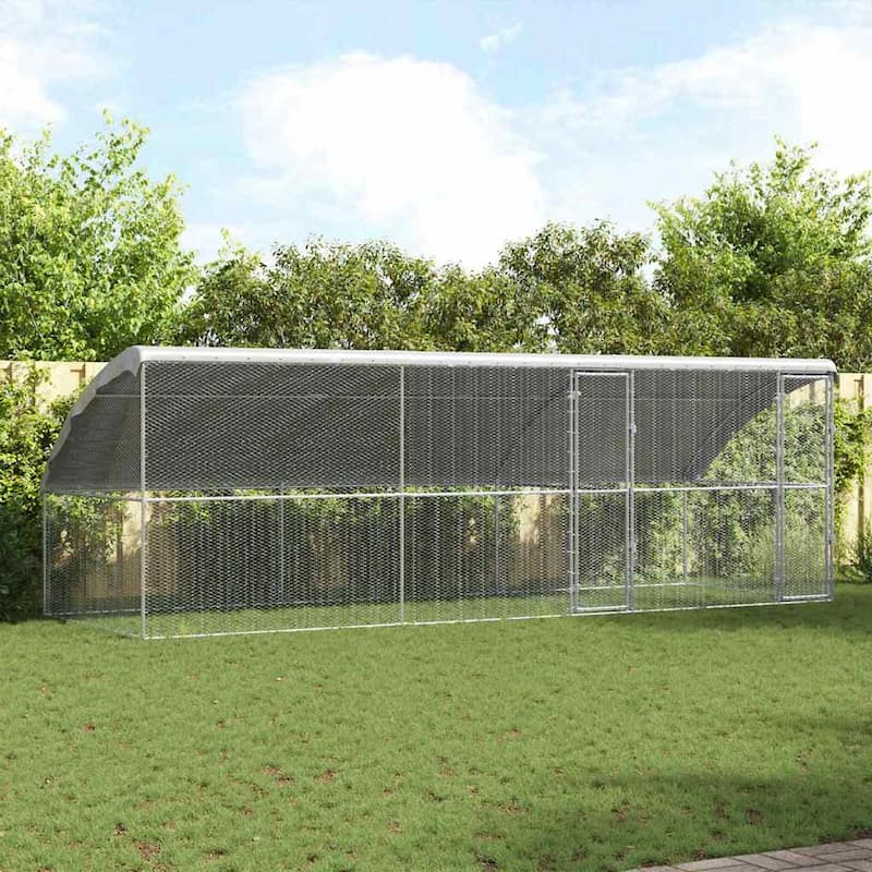 vidaXL Chicken Cage Silver 600/800 x 200 x 198.5 cm Galvanized steel - 600 x 200 x 198.5 cm