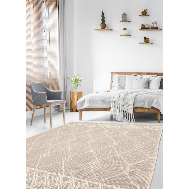 ECARPETGALLERY Braid weave Sienna Grey Wool Rug - 6'0 x 9'1