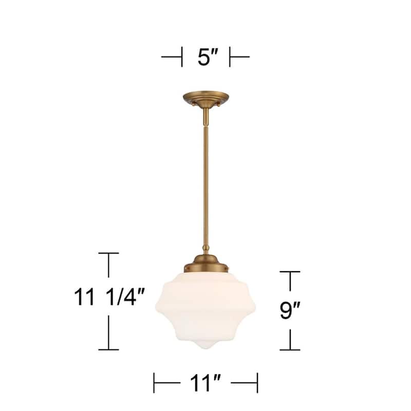 Soft Gold Mini Pendant Light 11" Modern Opal Glass Shade Dining Room - 11" x 11"