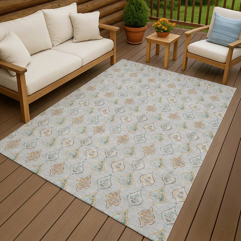 Machine Washable Indoor/ Outdoor Casual Greenwood Chantille Rug - Silver - 10' x 14'