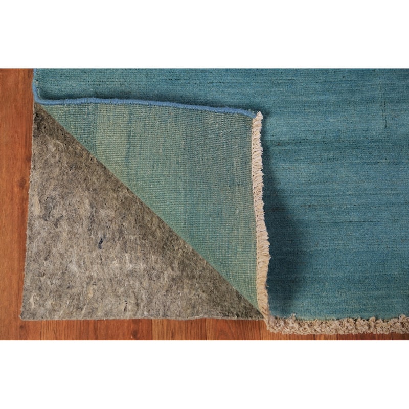 Aqua Blue Gabbeh Modern Rug Handmade Wool Carpet - 4'0" x 5'8"