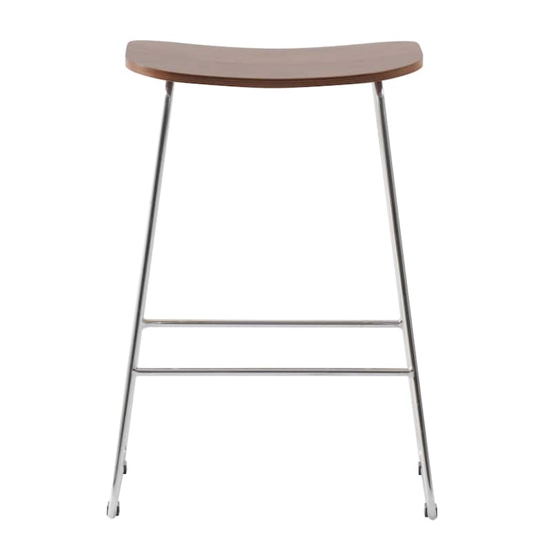 Melrose Modern Wood Saddle Seat Counter Stool by Set of 2 LeisureMod - 26"