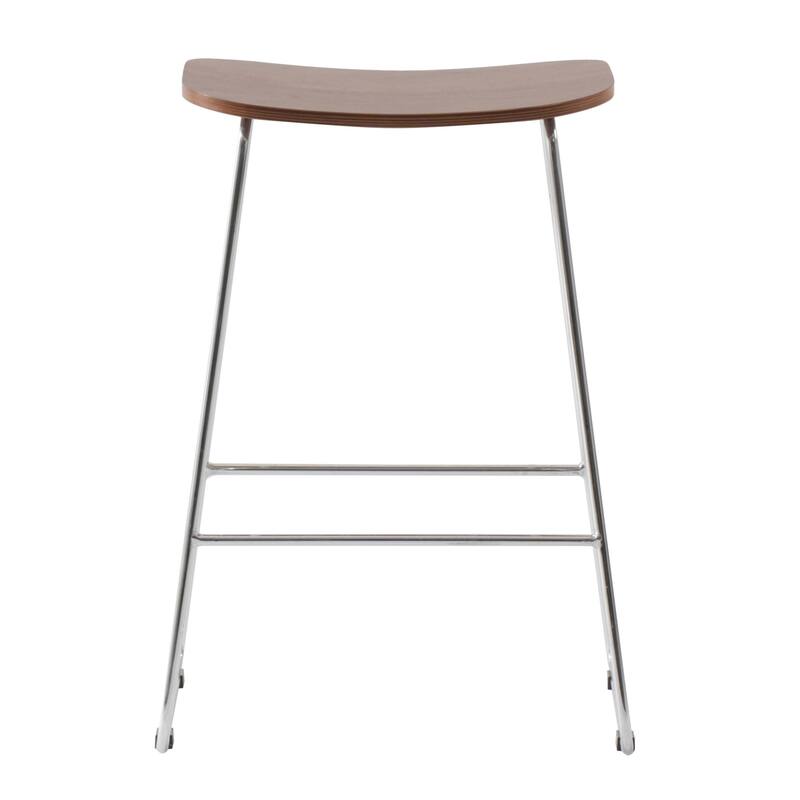 Melrose Modern Wood Saddle Seat Counter Stool by LeisureMod