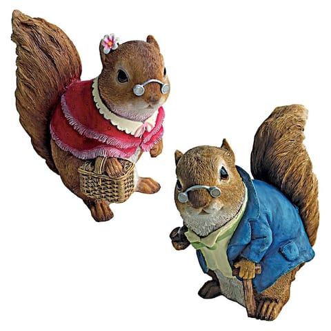 Set Of Granma & Granpa Squirrel Statues