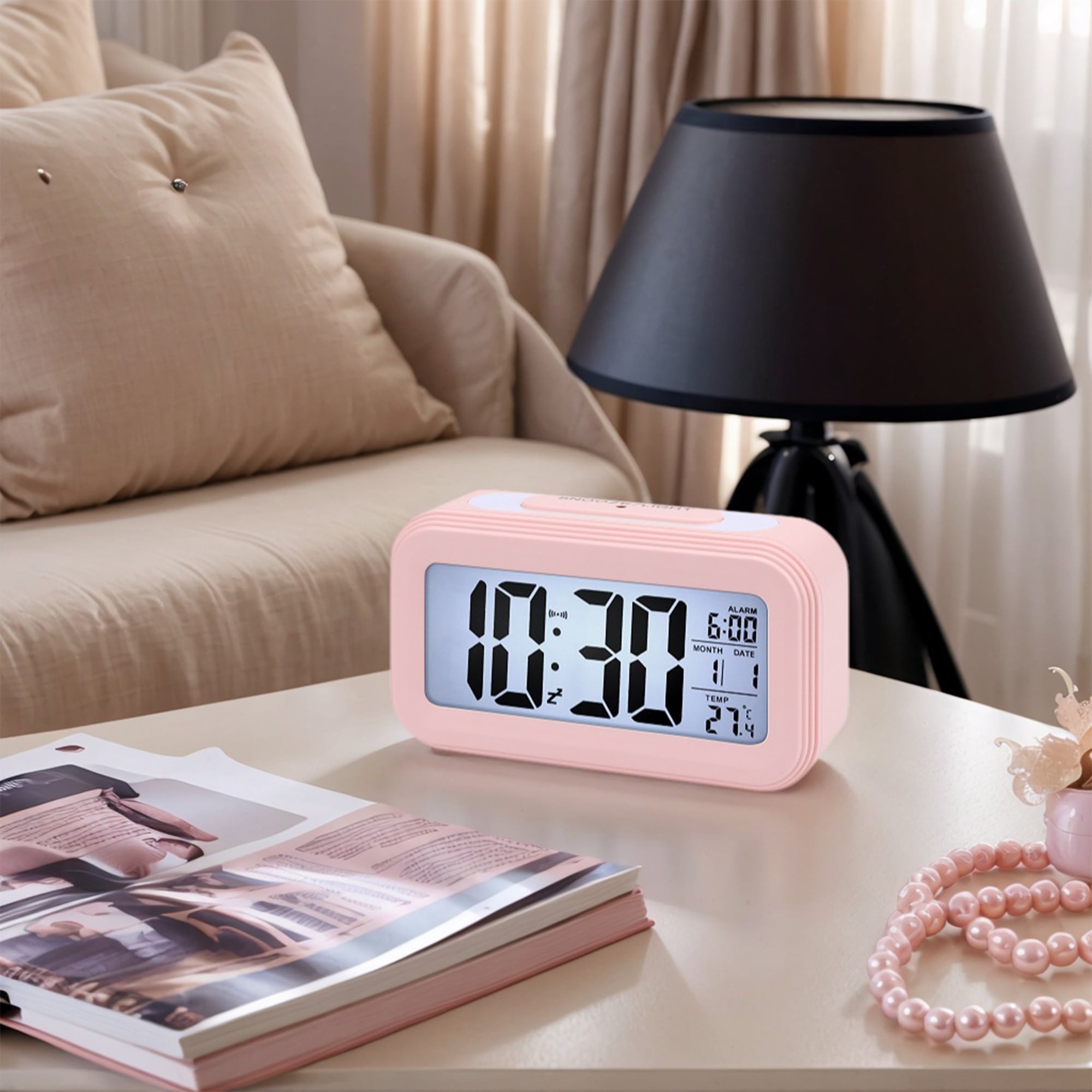 Electric Alarm Clock, Bright Colors, Backlight Gentle Wake-Up Sound for Bedroom/Dorm 5.3"Lx1.8"Wx3.0"H - 5.3"L x 1.8"W x 3.0"H