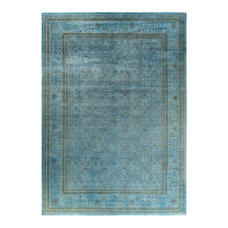 Fine Vibrance One-of-a-Kind Hand-Knotted Area Rug - Blue, 10' 1" x 13' 10" - 10' 1" x 13' 10"