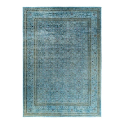 Fine Vibrance One-of-a-Kind Hand-Knotted Area Rug - Blue, 10' 1" x 13' 10" - 10' 1" x 13' 10"