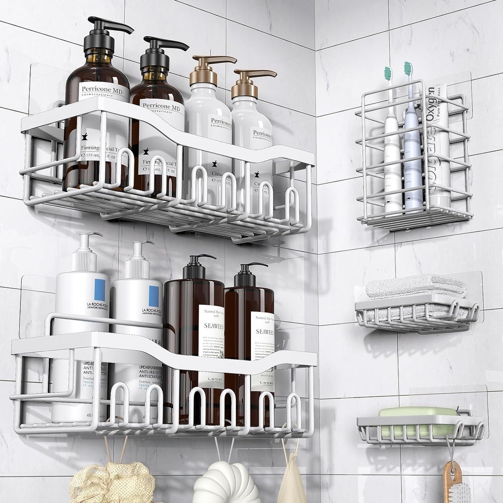 Wall Mounted Bathroom Storage Rack With Strong Suction Cups, No Drilling  Required