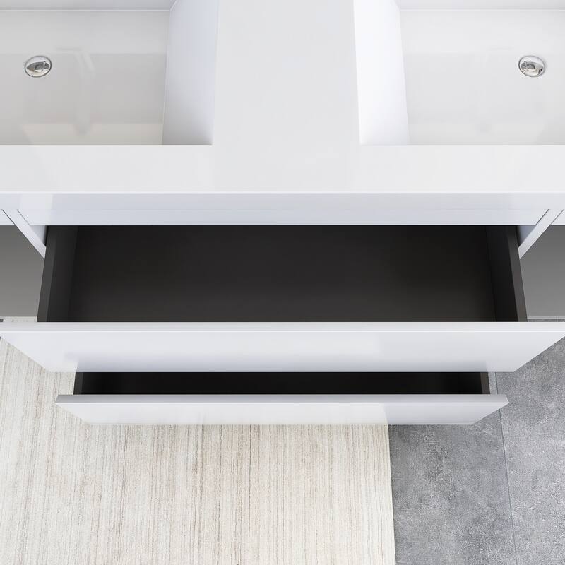60'' Double Bathroom Vanity Set With Resin Top - 58.5'' x 19.5'' x 22.5''