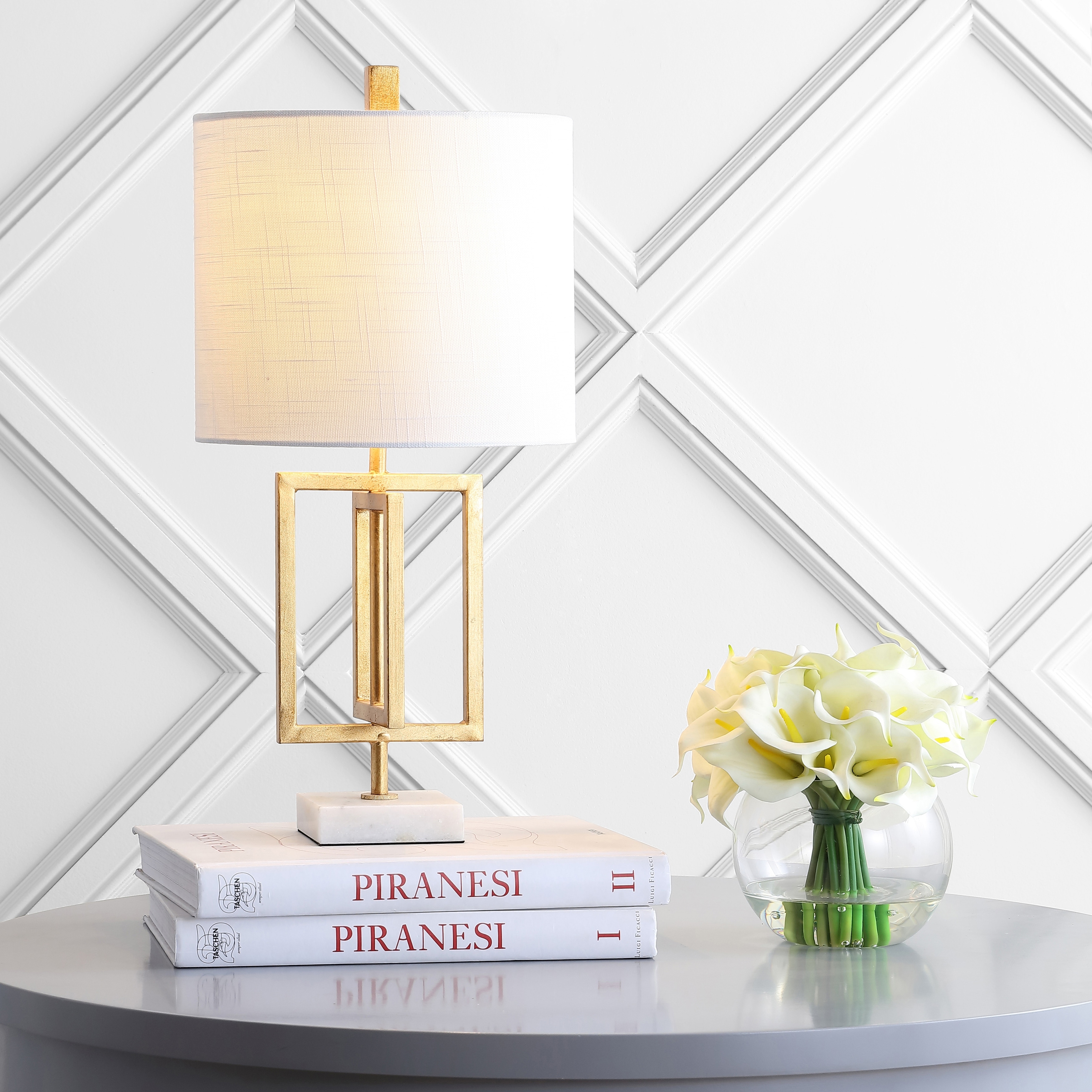 JONATHAN Y Julienne 20.25" Metal/Marble LED Table Lamp, Gold
