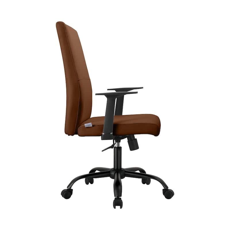 LeisureMod Evander Faux Leather Office Chair in Aluminum with Adjustable Height