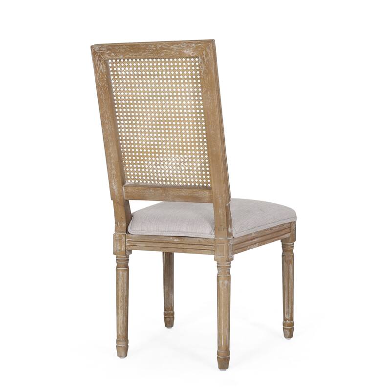 Rustic Set of 2 Bar Stools with Rattan Backrest Foam Cushioned Seat, Solid Wood Frame for Kitchen Island Bar Dining Room