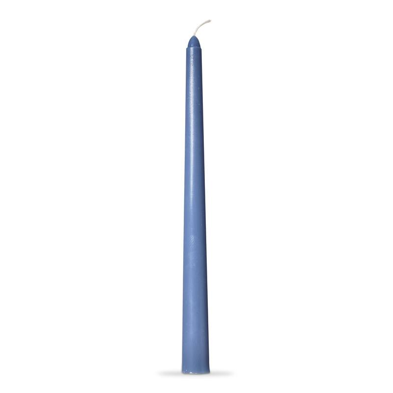 Color Studio 12" Traditional Taper Unscented Smokeless Paraffin Wax Candle Blue Denim Set of 4, Burn Time 8 hrs.