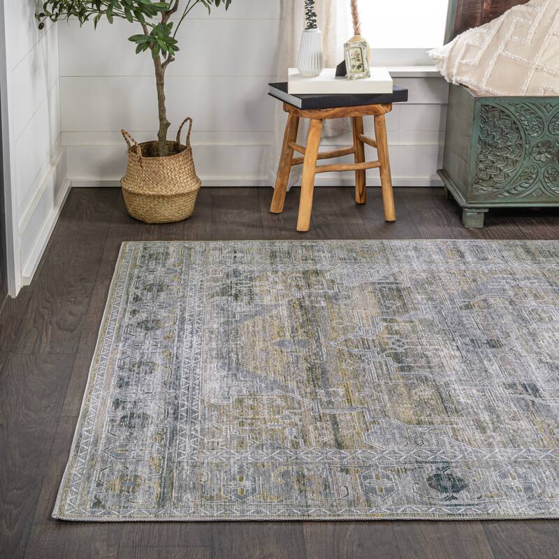 JONATHAN Y Dalyan Ornate Medallion Machine Washable Area Rug
