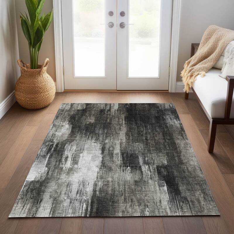 Machine Washable Indoor/ Outdoor Modern Ombre Chantille Rug