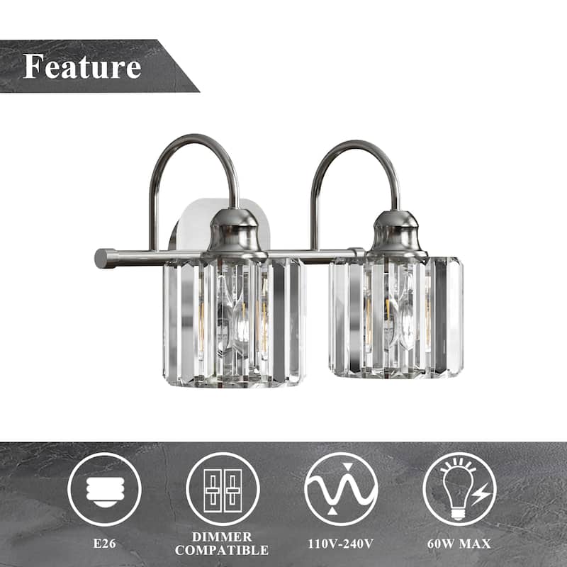 ExBrite Modern Rose Gold 1/2/3/4/5-light Bathroom Dimmable Crystal Vanity Lights Wall Sconces