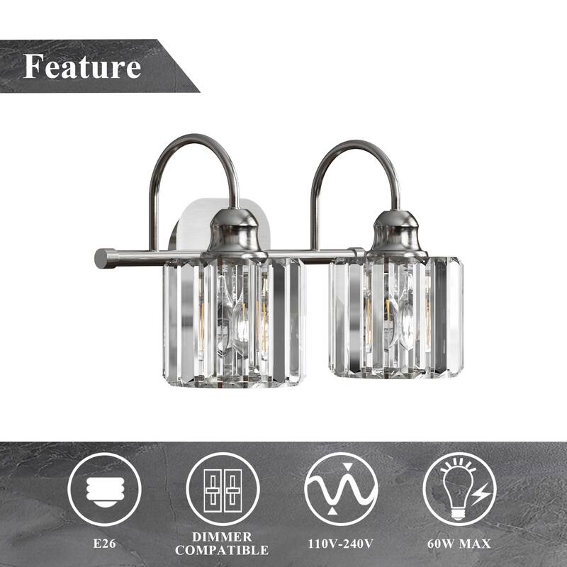 ExBrite Modern Rose Gold Dimmable Bathroom Crystal Vanity Lights