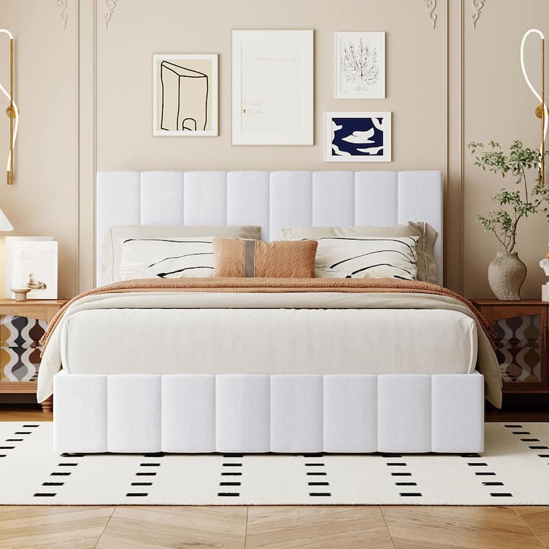 Merax Upholstered Platform Bed with a Hydraulic Storage System