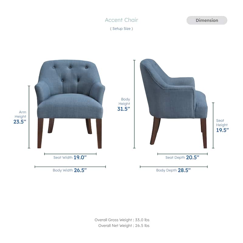 Sterling 26.5" Textured Accent Chair - Button-tufted Chair Back