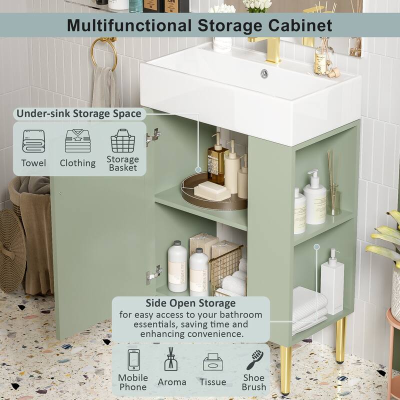 Compact Wave-Textured Bathroom Vanity with Side Open Storage