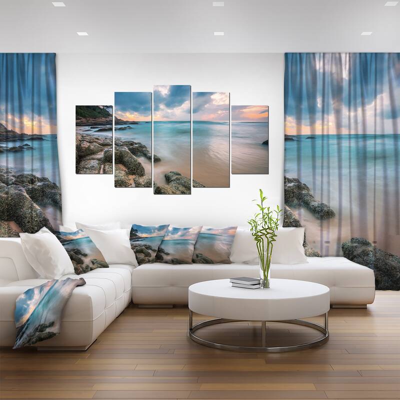 Gloomy Tropical Sunset Beach - Extra Large Seascape Art Canvas ...