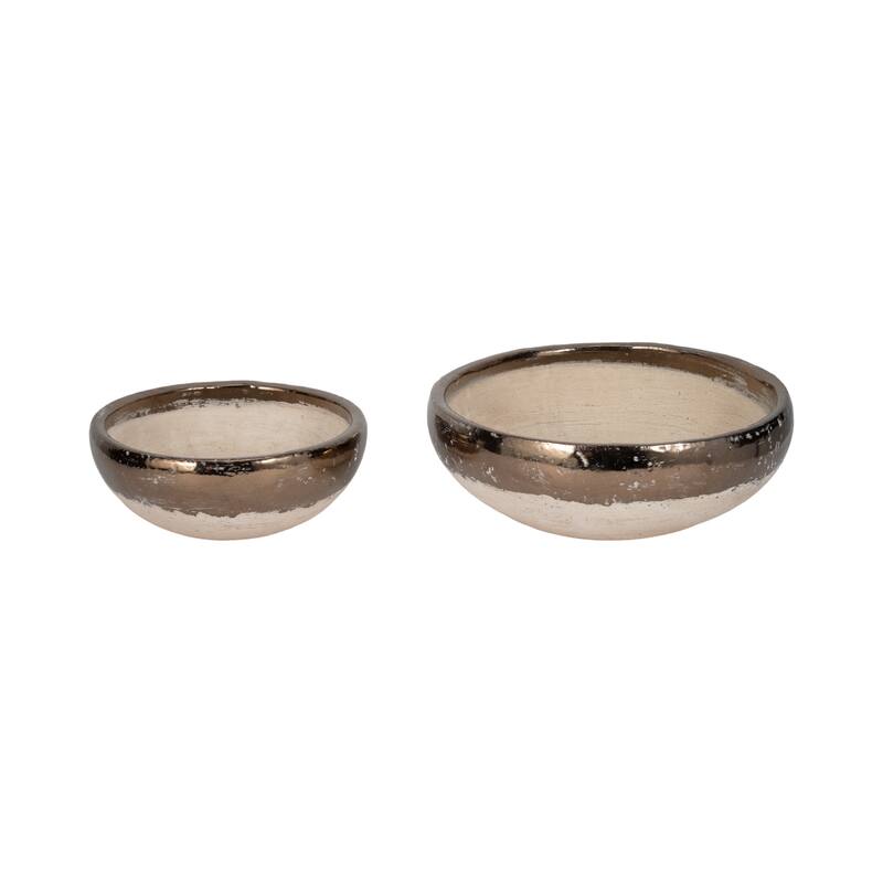 Pottery Decorative Bowls Handcrafted Detailing Casual Home (Set of 2)