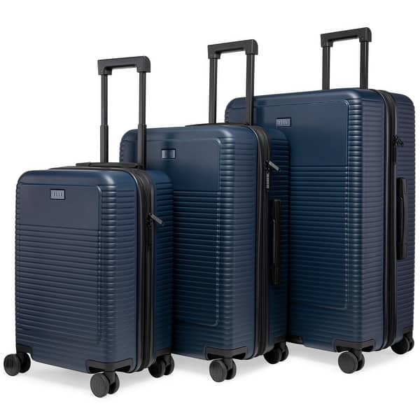ELLE Passage 3 Piece Expandable Retro Spinner Luggage Set - Navy