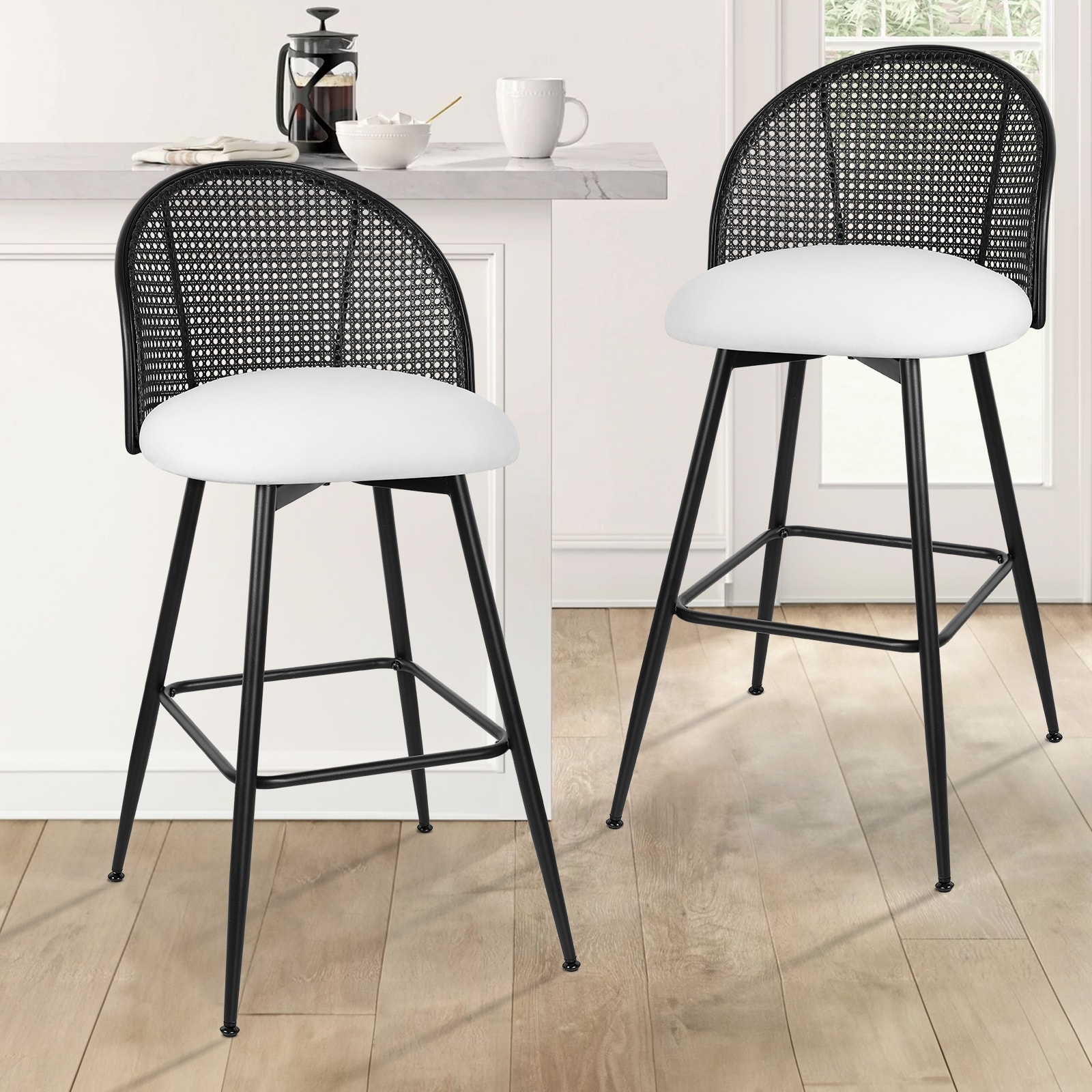 26"/29" Swivel Barstools Counter Height Bar Stool w/ Metal Legs