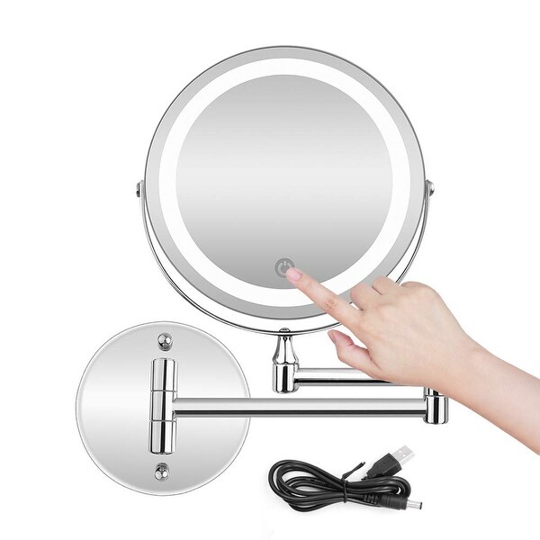 5X LED Wall Mounted Makeup Mirror with Dimmable Lights - Multi - Medium