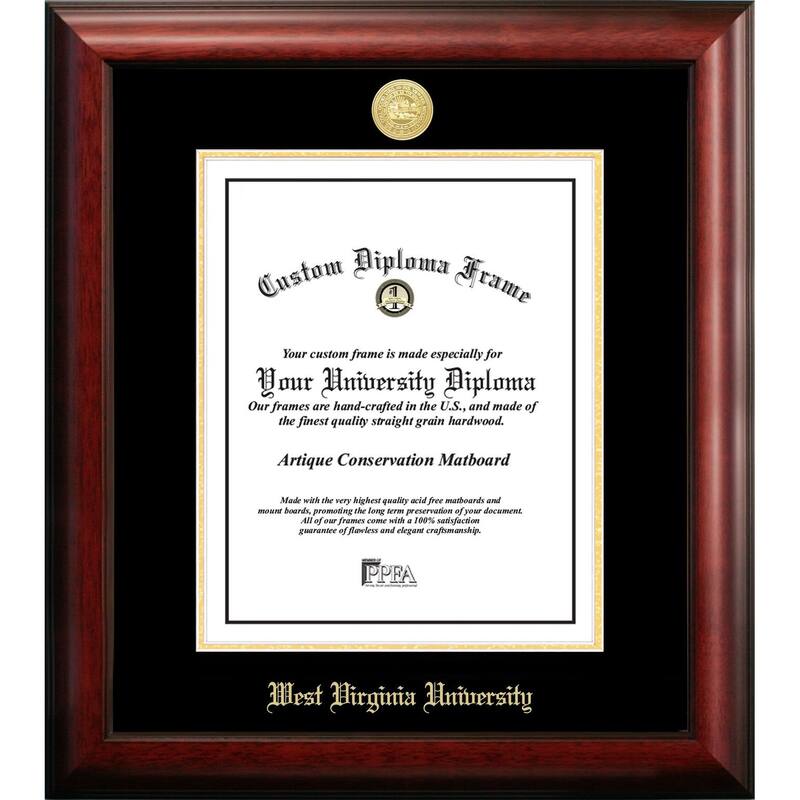 West Virginia University 11w x 14h Gold Embossed Diploma Frame - Brown
