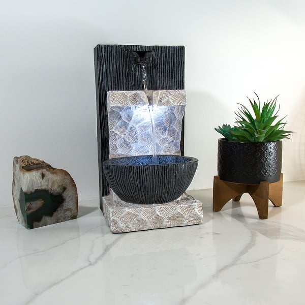 slide 2 of 11, Alpine Corporation 14" Tall Modern Cascading Tabletop Fountain Decoration with LED Lights
