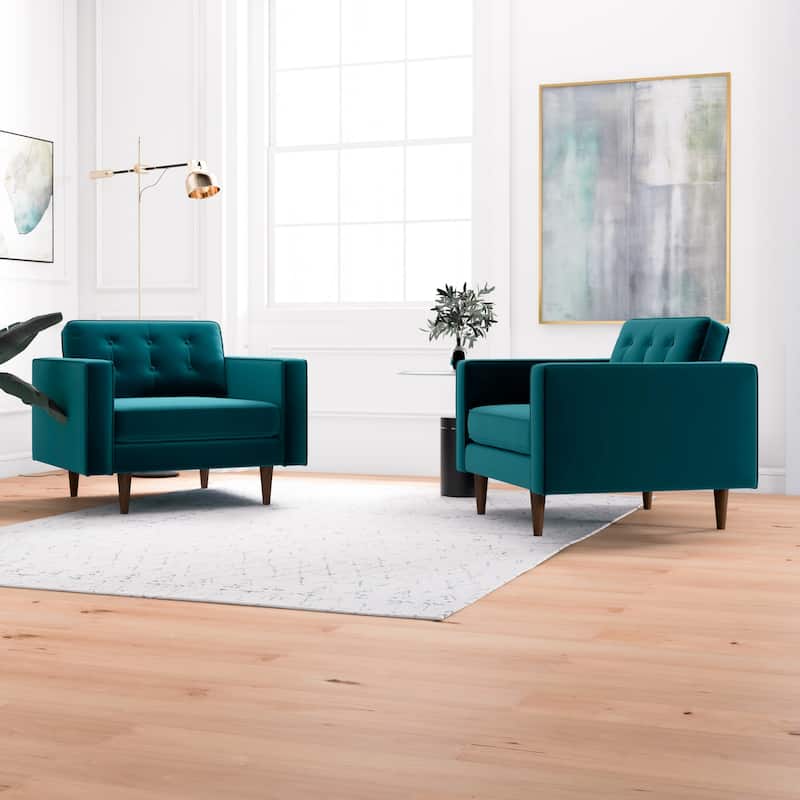 Koda Mid Century Velvet Lounge Chair (Set of 2)