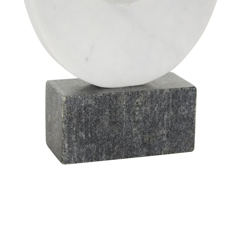 White Marble Curved Abstract Decorative Sculpture with Black Block Base