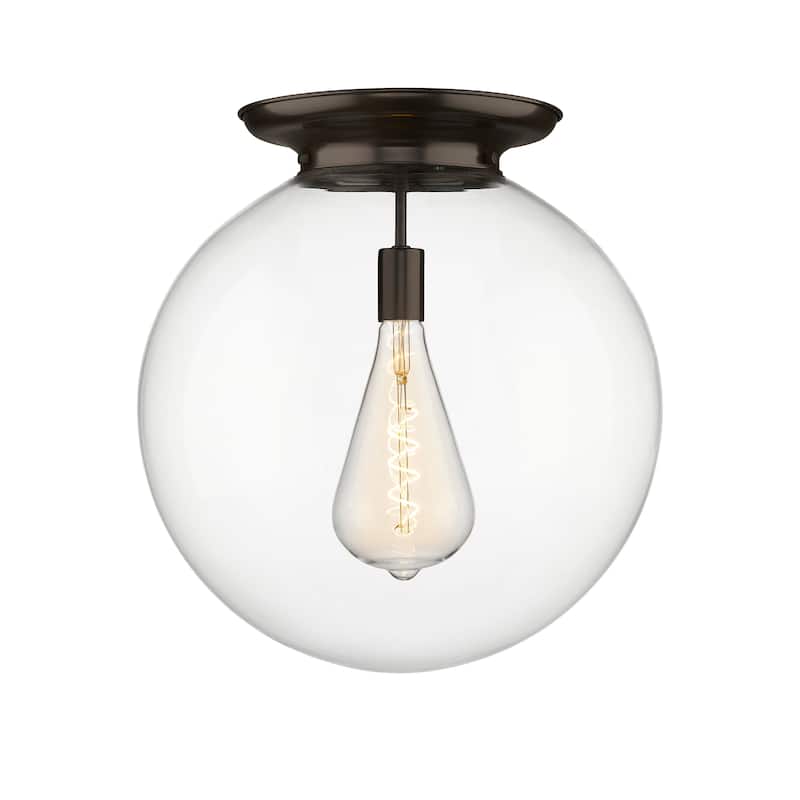 Innovations Lighting Beacon - 1 Light 18" Flush Mount - Clear/Oiled Brass