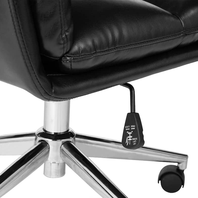 Glitzhome Modern Faux Leather Mid Back Swivel Height Adjustable Padded Office Chair