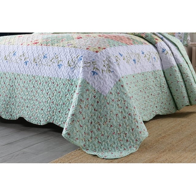 MarCielo 3 Piece Printed Quilt Set Lightweight Bedspread Set By014