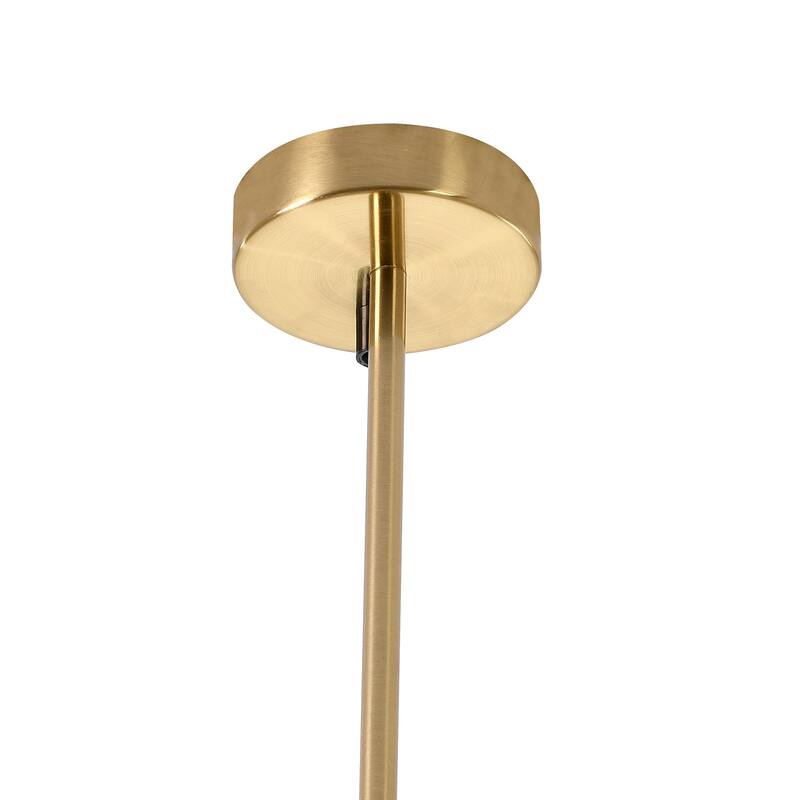 10-Light Brass And Black Chandelier With Glass Shades