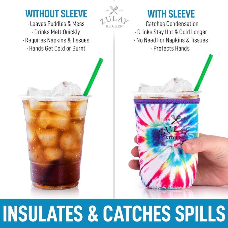Zulay Kitchen Reusable Iced Coffee Sleeve (22oz to 24oz)