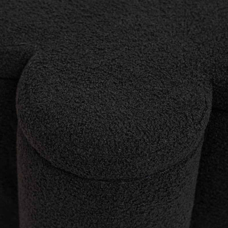 SEYNAR Modern Glam Teddy Velvet Flower Shape Storage Ottoman