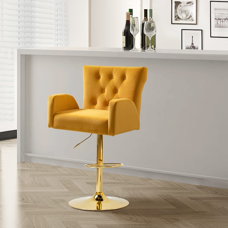 Loreto Modern Tufted Velvet Swivel chair with Adjustable Height by HULALA HOME