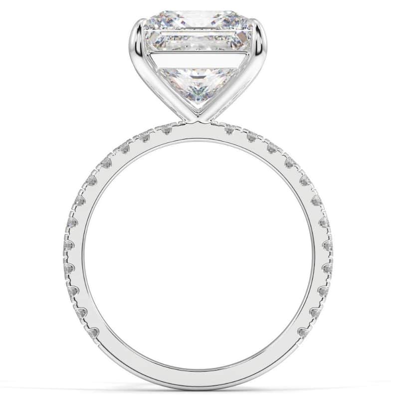 4 1/2 Ct Princess Cut Diamond Engagement Ring Lab Grown in White or Yellow Gold